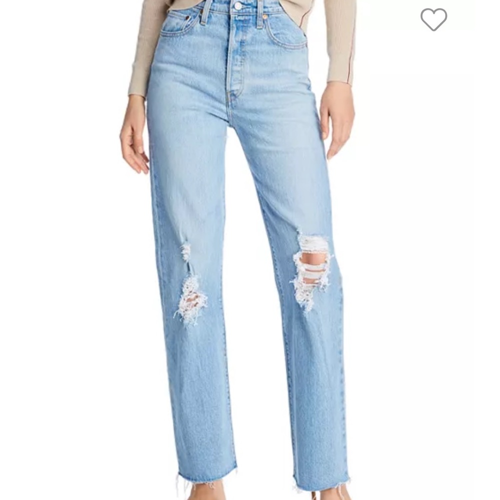 Levi's 💙Ribcage Ripped Straight-Leg Jeans in Tango Swing